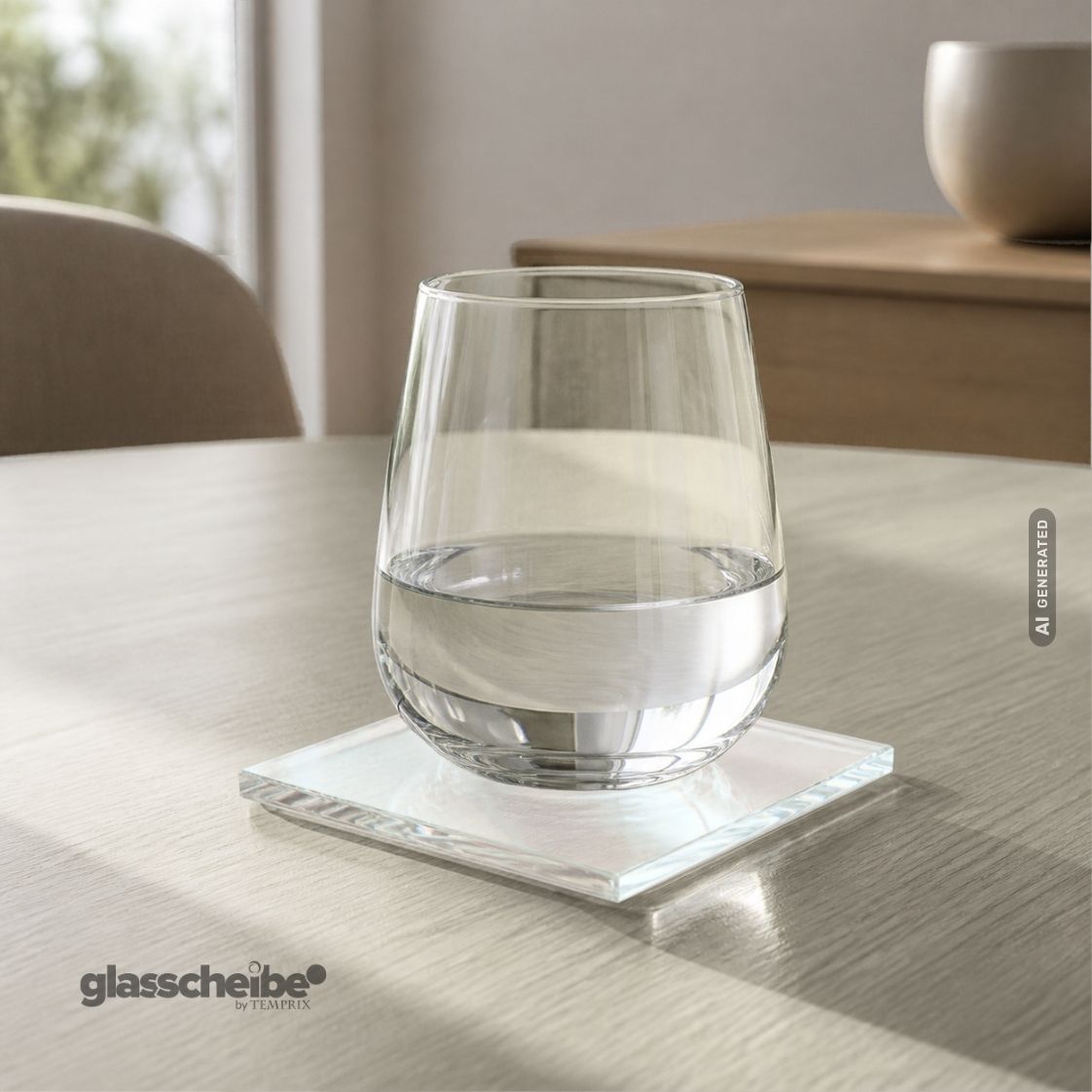 Glasuntersetzer aus satinierten Glas mit spitzen Ecken 100 x 100mm