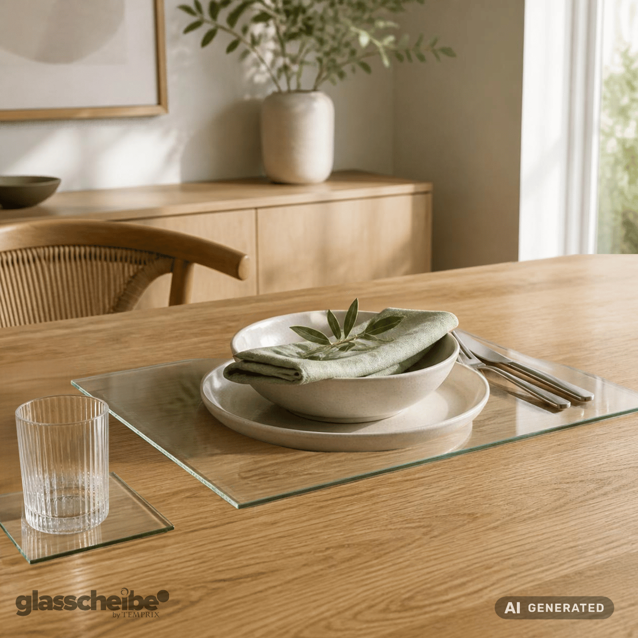 Glasuntersetzer aus Klarglas spitze Ecken 100 x 100mm