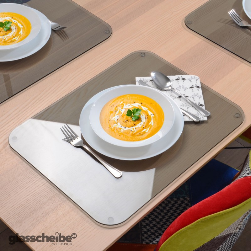 Tischset 380 x 480 x 4 mm - Grauglas