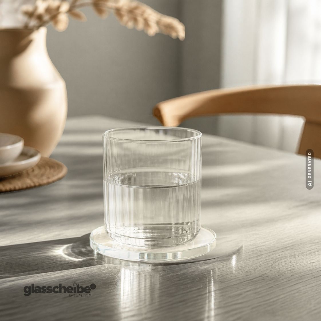 Runde Glasuntersetzer aus satiniertem Glas Ø100mm