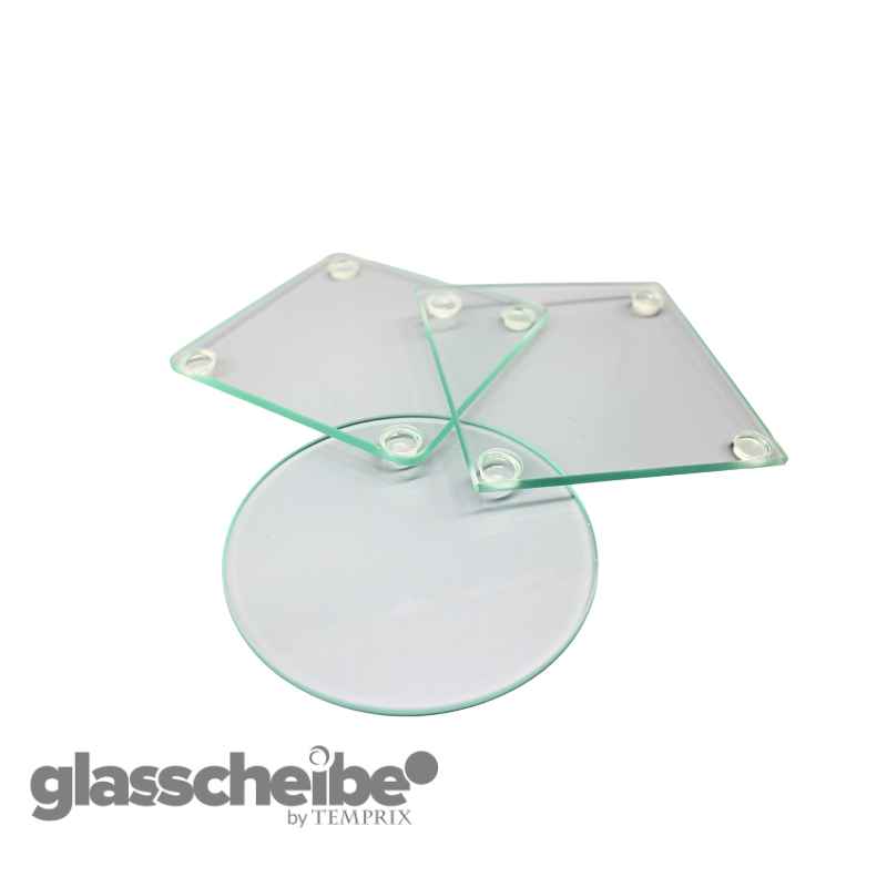 Glasuntersetzer in unterschiedlichen Formen